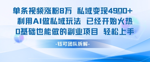 单条视频私域变现4.9k+利用AI做私域玩法 已经开始火热0基础也能做的副业项目轻松上手-谷进海小站