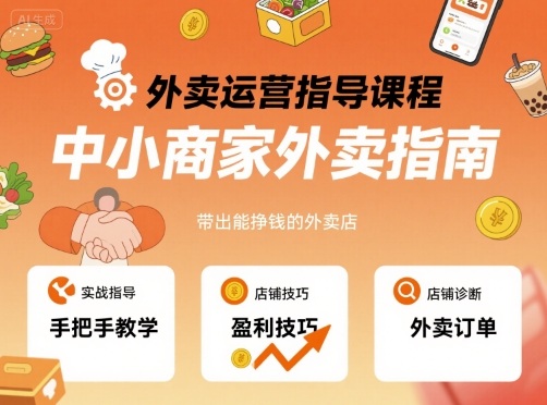 外卖运营指导课程，中小商家外卖指南，手把手带出能挣钱的外卖店-谷进海小站