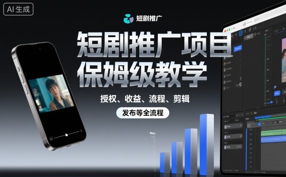 短剧推广项目保姆级教学，授权、收益、流程、剪辑，发布等全流程-谷进海小站