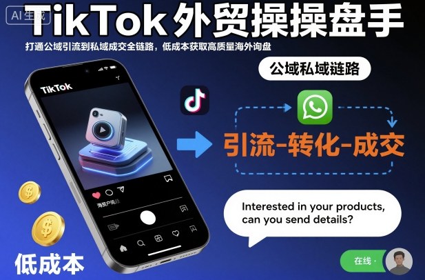 TikTok外贸操盘手，打通公域引流到私域成交全链路，低成本获取高质量海外询盘-谷进海小站