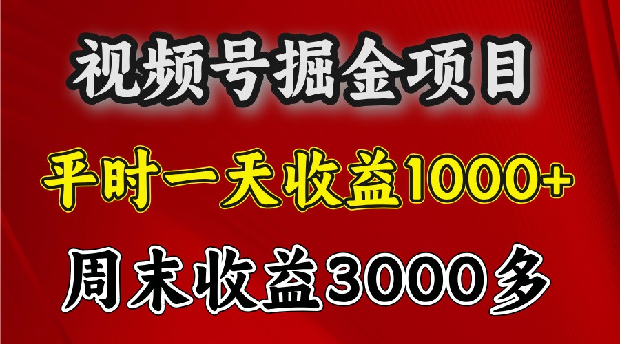 一天收益1000+ 视频号掘金，周末收益会更高些-谷进海小站