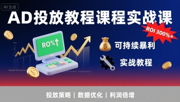 AD投放教程课程实战课，实现广告ROI300%+可持续暴利-谷进海小站