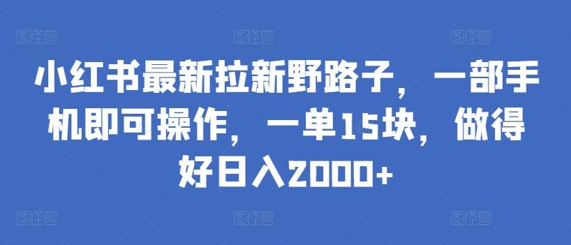 小红书最新拉新野路子，一部手机即可操作，一单15块，做得好日入2000+【揭秘】-谷进海小站