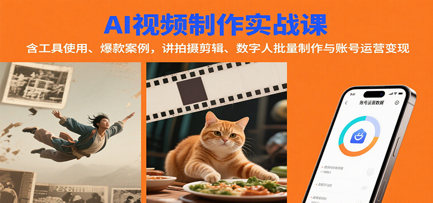 AI视频制作实战：含工具使用、爆款案例，讲拍摄剪辑、数字人批量制作与账号运营变现-谷进海小站