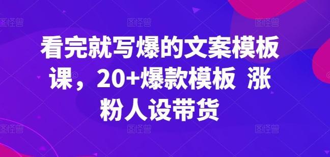 看完就写爆的文案模板课，20+爆款模板  涨粉人设带货-谷进海小站