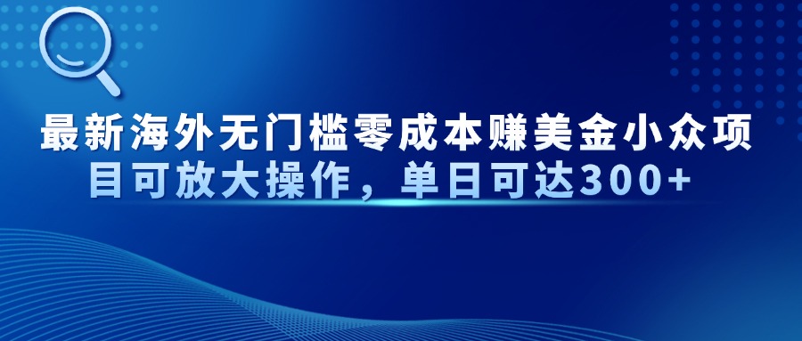 最新海外无门槛零成本赚美金小众项目可放大操作，单日可达300+-谷进海小站