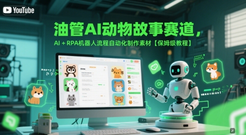 油管AI动物故事赛道，AI+RPA机器人流程自动化制作素材【保姆级教程】-谷进海小站