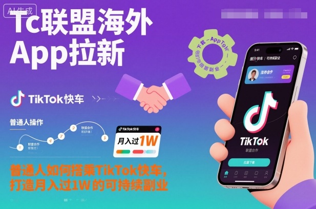 Tc联盟海外App拉新：普通人如何搭乘TikTok快车，打造月入过1W的可持续副业-谷进海小站