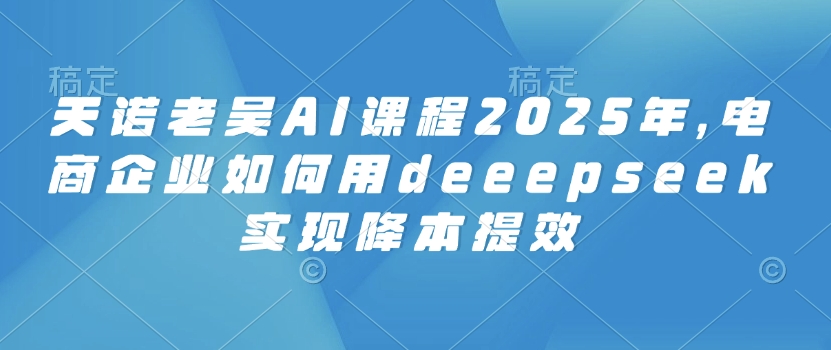 天诺老吴AI课程2025年，电商企业如何用deeepseek实现降本提效-谷进海小站