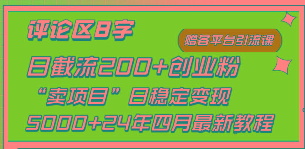 (9851期)评论区8字日载流200+创业粉  日稳定变现5000+24年四月最新教程！-谷进海小站