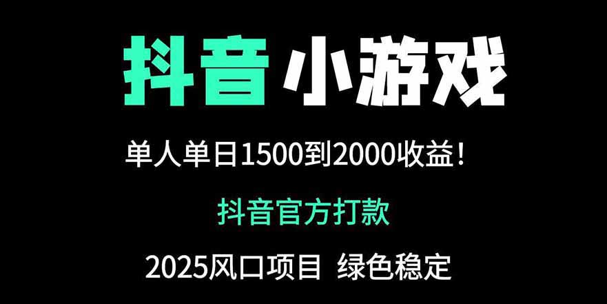 抖音官方小游戏2025全网最新玩法，暴利赚钱项目，单机日入2000+-谷进海小站