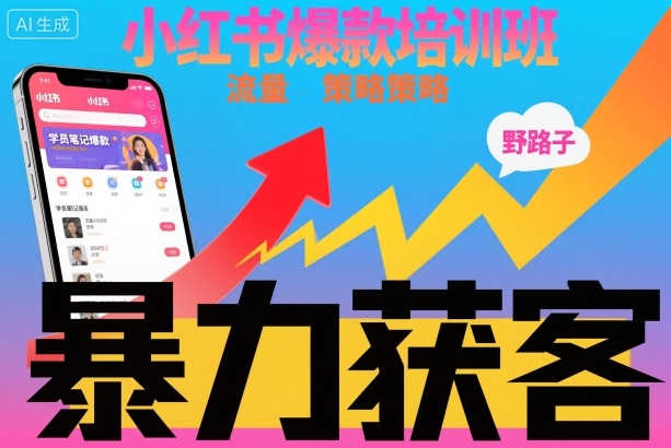 小红书爆款培训班，小红书获客野路子流量打法，暴力持续获客-谷进海小站