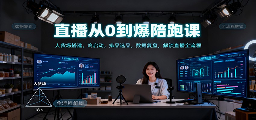 直播从0到爆陪跑课：人货场搭建，冷启动，排品选品，数据复盘，解锁直播全流程-谷进海小站