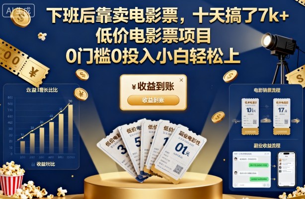 下班后靠卖电影票，十天搞了7k+，低价电影票项目，0门槛0投入小白轻松上手【揭秘】-谷进海小站