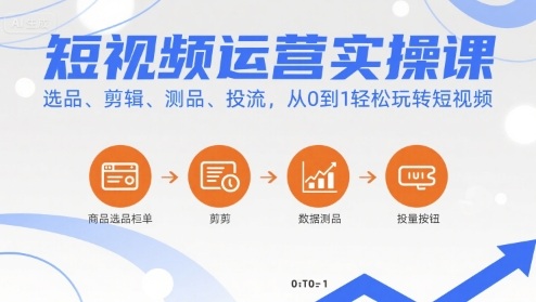 短视频运营实操课，选品、剪辑、测品、投流，从0到1轻松玩转短视频-谷进海小站