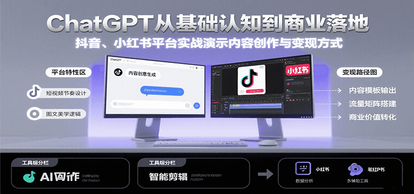ChatGPT从基础认知到商业落地，实战演示抖音、小红书等平台的内容创作与变现-谷进海小站