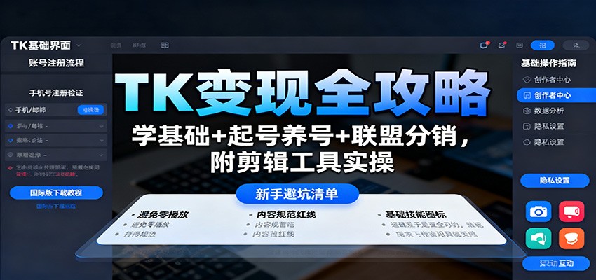 TK变现全攻略：学基础+起号养号+联盟分销，附剪辑工具实操-谷进海小站