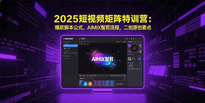 2025短视频矩阵特训营：爆款脚本公式，AIMIX智剪流程，二创原创要点-谷进海小站
