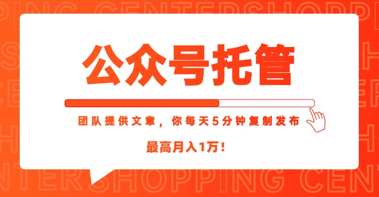 【公众号托管 】我提供文章，你每天５分钟复制发布，最高月入1W-谷进海小站