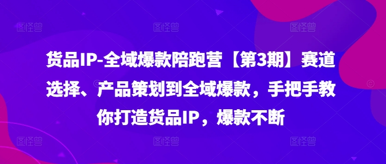 货品IP全域爆款陪跑营【第3期】赛道选择、产品策划到全域爆款，手把手教你打造货品IP，爆款不断-谷进海小站