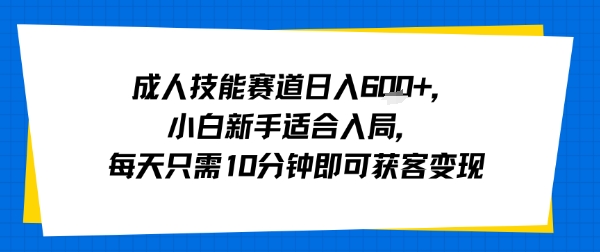 成人技能赛道日入多张，小白新手适合入局，每天只需10分钟即可获客变现-谷进海小站