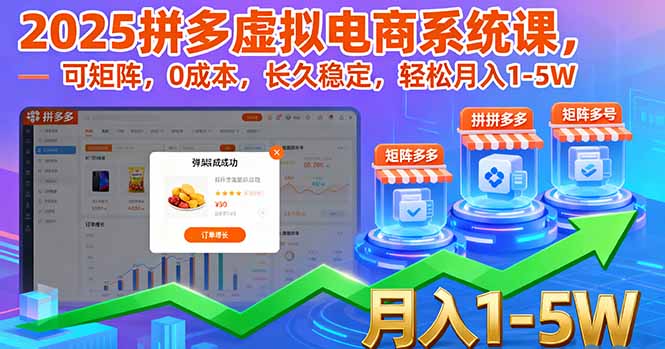 2025拼多多虚拟电商系统课，可矩阵，0成本，长久稳定，轻松月入1-5W-谷进海小站