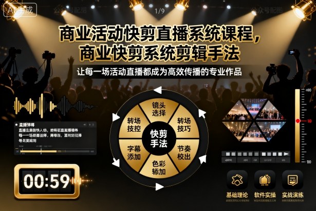 商业活动快剪直播系统课程，商业快剪系统剪辑手法-谷进海小站