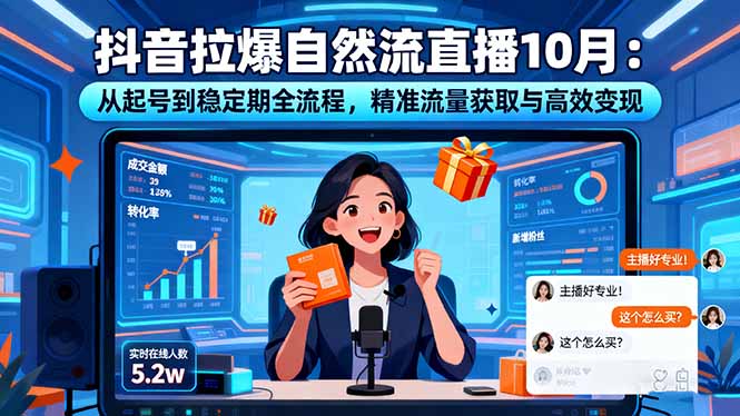 抖音拉爆自然流直播10月：从起号到稳定期全流程，精准流量获取与高效变现-谷进海小站