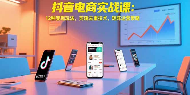 抖音电商实战课：12种变现玩法，剪辑去重技术，矩阵运营策略-谷进海小站