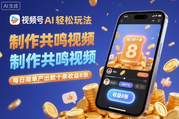 视频号AI轻松玩法，制作共鸣视频，每日简单产出数十条收益8张-谷进海小站