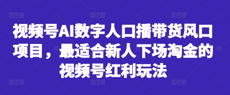 视频号AI数字人口播带货风口项目，最适合新人下场淘金的视频号红利玩法-谷进海小站