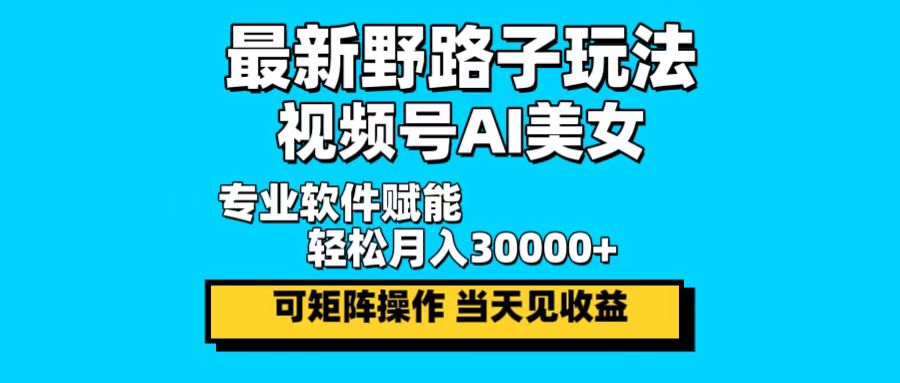 最新野路子玩法，视频号AI美女，当天见收益，轻松月入30000＋-谷进海小站