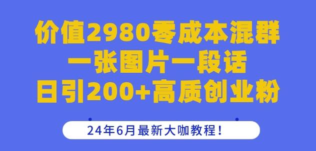 价值2980零成本混群一张图片一段话日引200+高质创业粉，24年6月最新大咖教程【揭秘】-谷进海小站