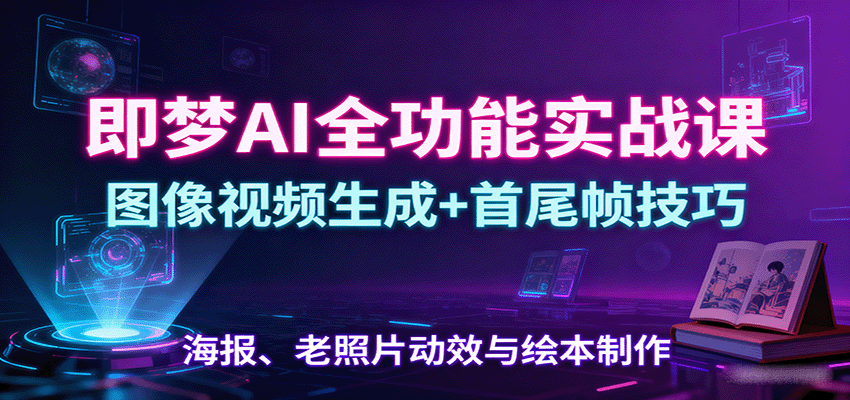 即梦AI全功能实战课：图像视频生成+首尾帧技巧，海报、老照片动效与绘本制作-谷进海小站