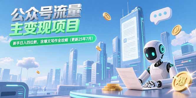 公众号流量主变现项目，新手日入四位数，含爆文写作全攻略(更新25年7月-谷进海小站