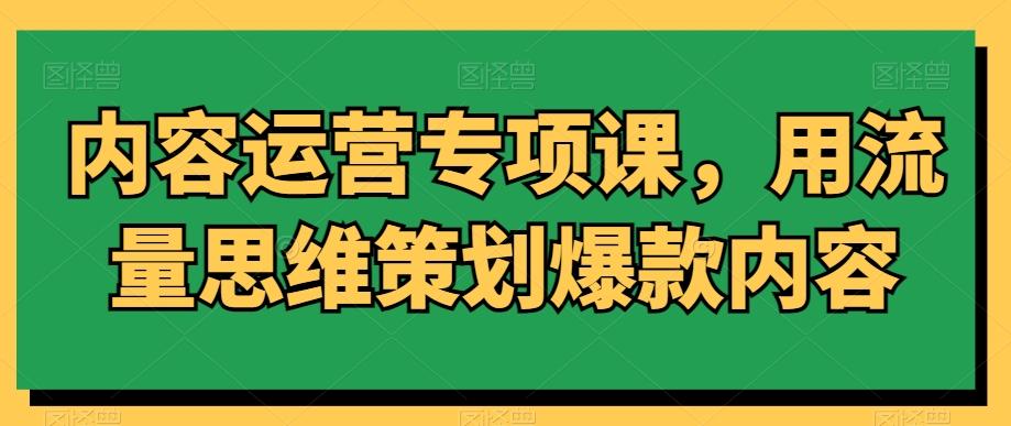 内容运营专项课，用流量思维策划爆款内容-谷进海小站