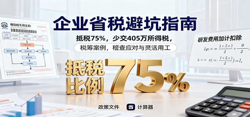 企业省税避坑指南：抵税75%，少交405万所得税，税筹案例，稽查应对与灵活用工-谷进海小站