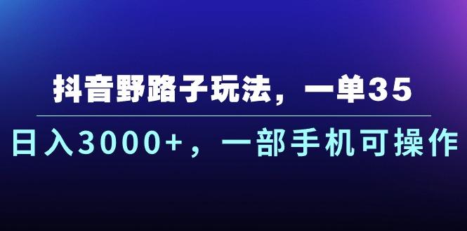 抖音野路子玩法，一单35.日入3000+，一部手机可操作-谷进海小站