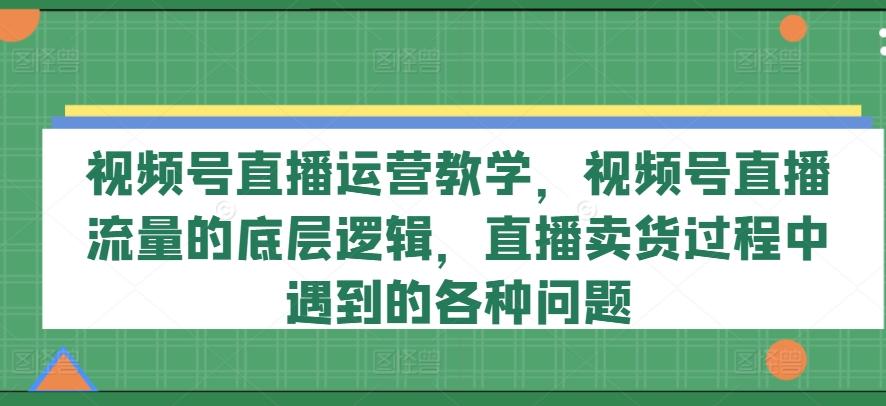 视频号直播运营教学，视频号直播流量的底层逻辑，直播卖货过程中遇到的各种问题-谷进海小站