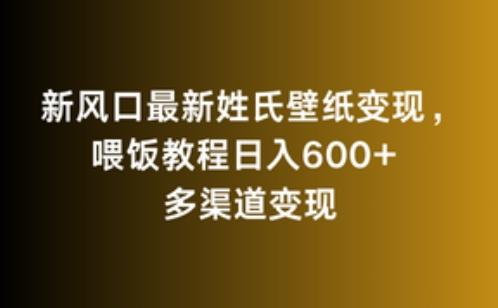新风口最新姓氏壁纸变现，喂饭教程日入600+【揭秘】-谷进海小站