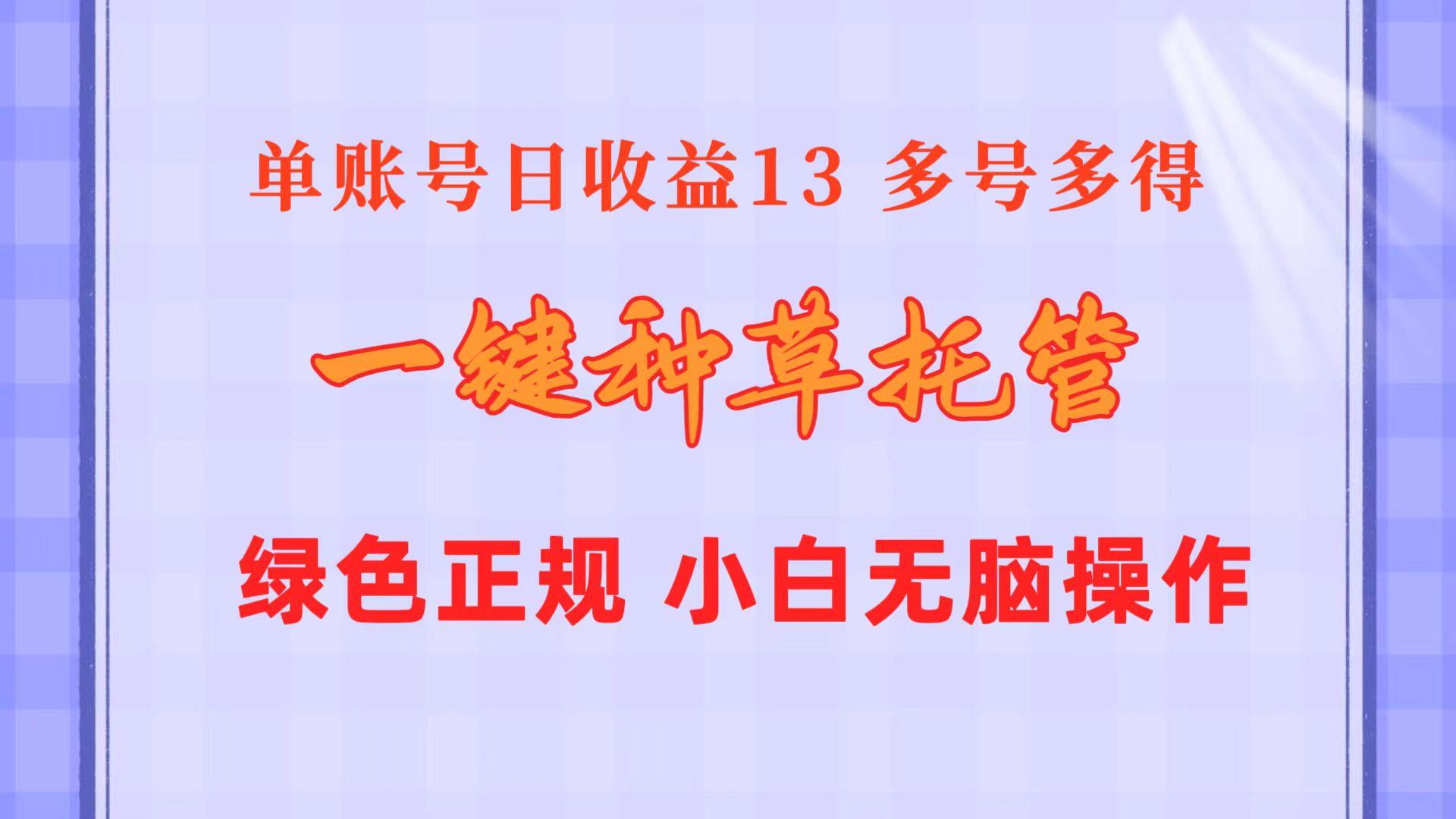 一键种草托管 单账号日收益13元 10个账号一天130 绿色稳定 可无限推广-谷进海小站