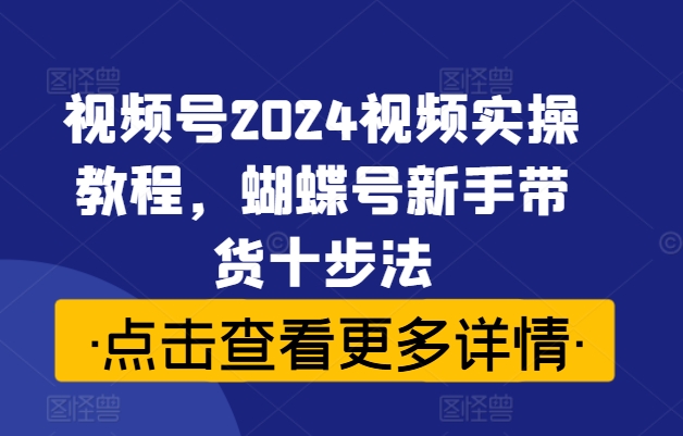 视频号2024视频实操教程，蝴蝶号新手带货十步法-谷进海小站