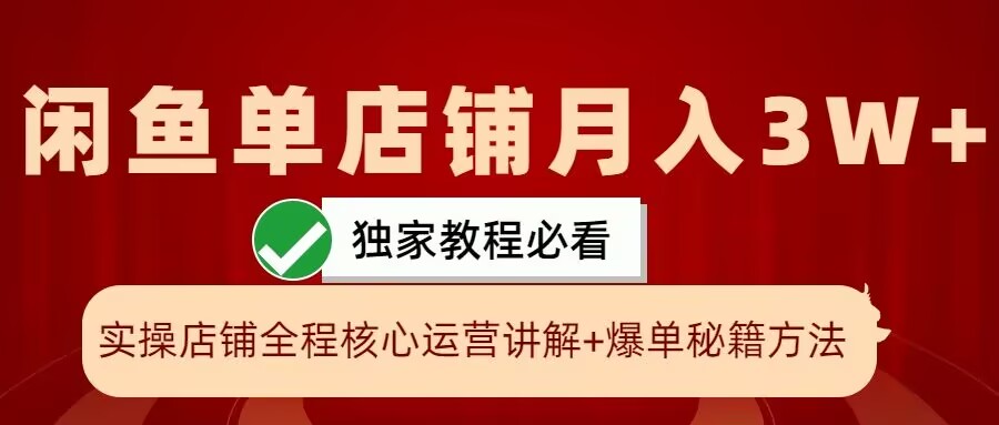 闲鱼单店铺月入3W+实操展示，爆单核心秘籍，一学就会【揭秘】-谷进海小站