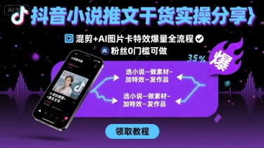 抖音小说推文干货实操分享，混剪+AI图片卡特效爆量全流程，0粉丝0门槛可做-谷进海小站