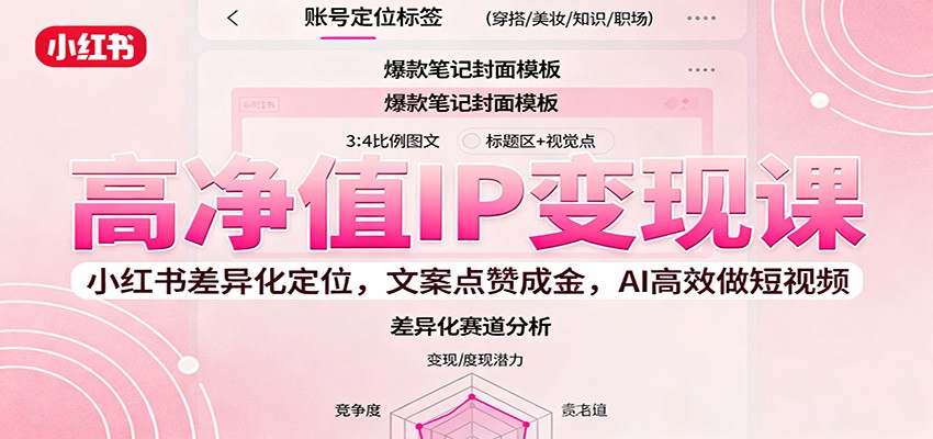 高净值IP变现课：小红书差异化定位，文案点赞成金， AI高效做短视频-谷进海小站