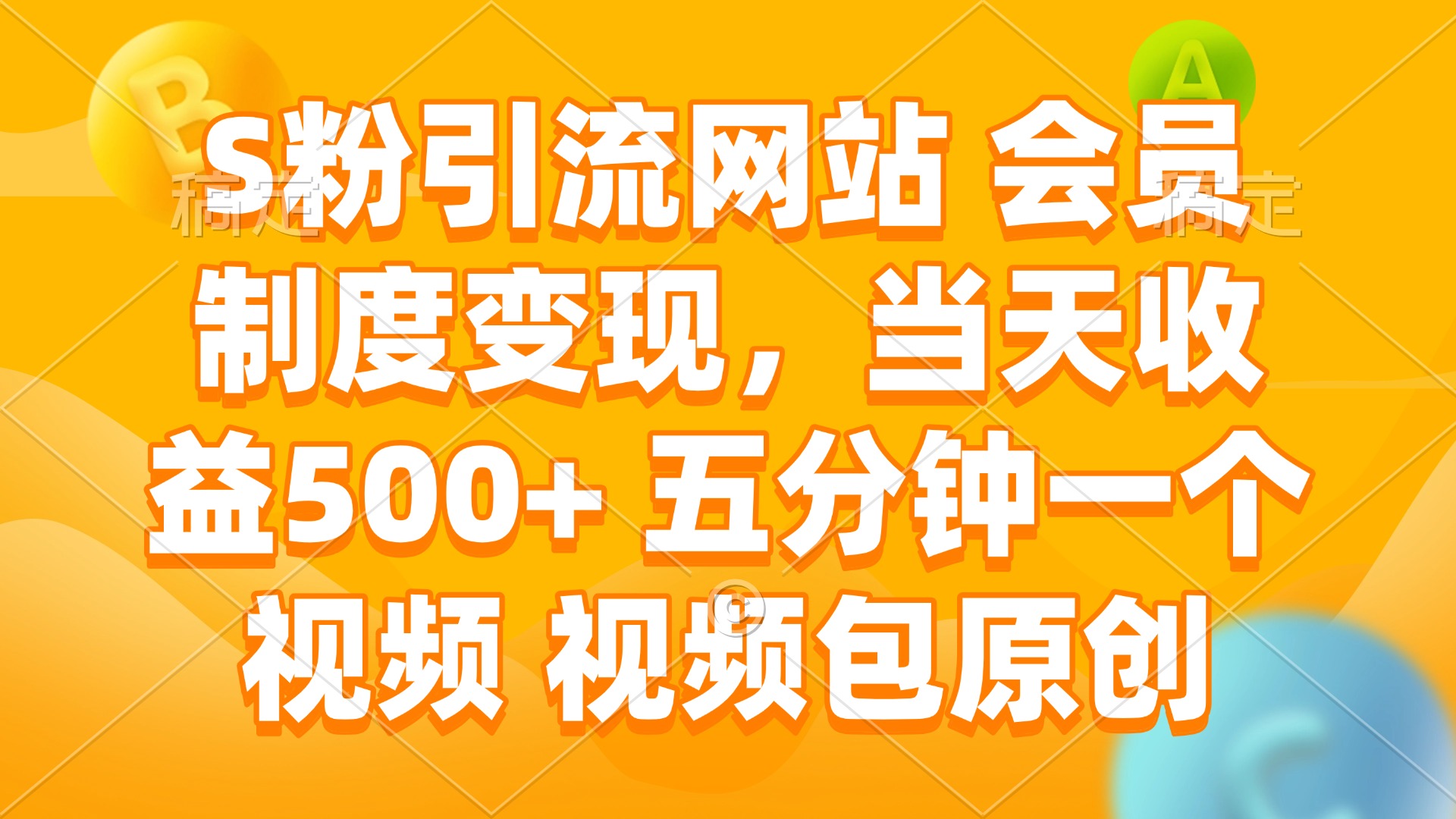S粉引流网站 会员制度变现，当天收益500+ 五分钟一个视频 视频包原创-谷进海小站