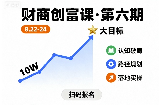 财商创富课第六期8月22-24号，如何从10W起步，一步步实现大目标-谷进海小站