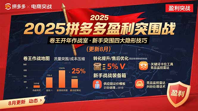 2025拼多多盈利突围战：卷王开年作战室，新手突围四大隐形技巧(更新8月-谷进海小站
