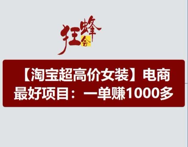 淘宝超高价女装项目，电商最好赛道，一单赚1000多-谷进海小站