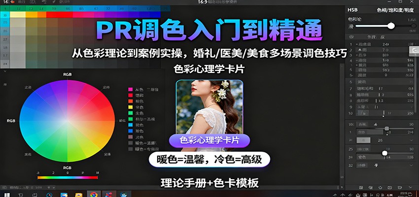 PR调色入门到精通：从色彩理论到案例实操，婚礼/医美/美食多场景调色技巧-谷进海小站
